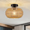 KMaiPem Boho Rattan Deckenleuchte, 1 Licht Modern Rustikal Mini Deckenlampe Wohnzimmer, Handgewebte Bauernhaus Vintage Deckenleuchten, Natürlicher Kronleuchter für Schlafzimmer Küche Flur Foyer