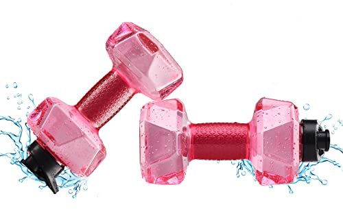LEMCC 2 Mancuernas de Agua, Mancuernas Rellenables con Agua, Mancuernas Flotantes de Agua, Pesas de Agua para Ejercicios de Piscina, Barras de Mano de Natación, Equipo de Aeróbic Acuático para(Rojo)