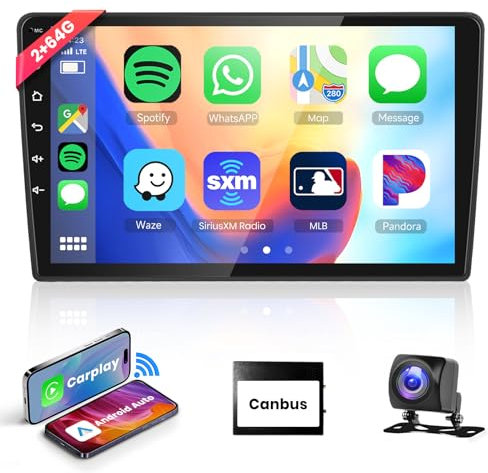 Podofo Carplay Autoradio für Citroen Berlingo 2015-2018, 9 Touchscreen Autoradio 2G+64G mit Wireless Apple Carplay Android Auto, Bluetooth/GPS/WiFi/FM/RDS/SWC/HiFi/USB+Rückfahrkamera