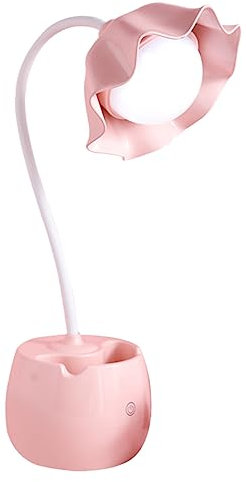 KONTONTY Study Lamp USB Desk Lamp Table Lamp Desk Reading Light for Students Book Holder Desk Lamp LED for Desk Reading Table Light Decorative Tabletop Lamps Desk Lamps Pink Dimming Plug in