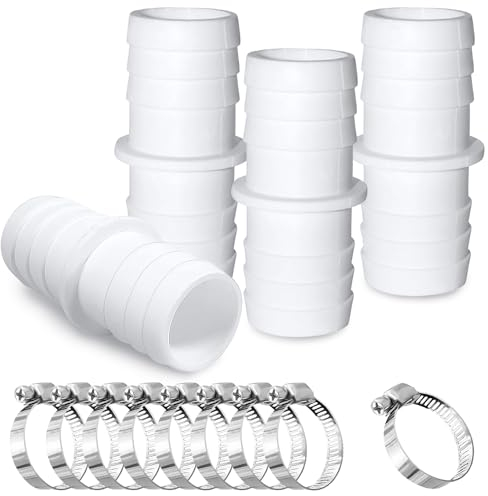 4 Stück Pool Schlauchverbinder, Schlauchverbinder 38mm auf 38mm ø Set, mit 8 x Schlauchschellen, Pool Schlauchadapter, Poolschlauch Adapter für Pool, Garten