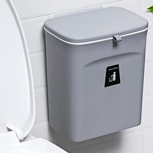 ClearFragrans Poubelle de porte à suspendre - Pour cuisine, placards, éviers - Poubelle murale avec couvercle - Pour cuisine, salle de bain, chambre à coucher