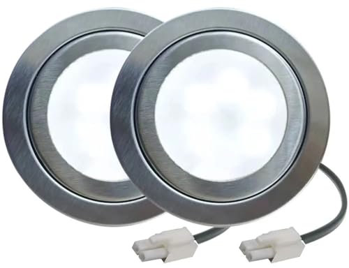 RUEHALF 2Piece 12V DC Ductless Cooker Range Hood Light Lamp 1.5W Equivalent 20W Halogen Frosted Glass Compatible Electronic Ballast(3000K,EL Connector_12VDC)