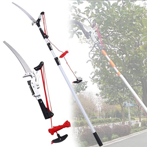 ERSINIAN Tree Saw Branch Long Reach Pole Pruning Saw, Heavy Duty Extendable Telescopic Garden Tree Pruner with Saw Blade Lopper (5m/16.4ft)