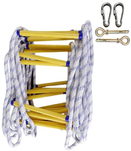 MIDUOLAI Fire Escape Ladder, Portable Climbing Rescue Rope Ladder Emergency Fire Escape Ladder with Hooks for Home Window Balcony Railing Treehouse,A,5M