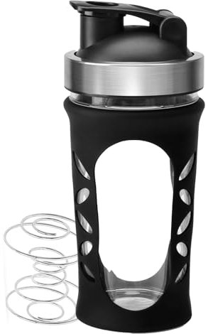 Tilcore Glass Protein Shaker Bottle 635ml/20oz: BPA-Free Shaker for Protein Shakes, Leakproof Smoothie Bottle, Sports Supplements Shakers
