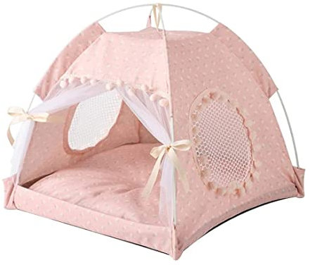 Cuccia per cani e gatti, cuccia per animali domestici, per cuccioli di piccola e media taglia, con tenda da principessa, lavabile, estiva, per interni