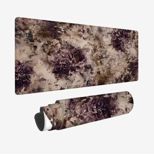 Tapis de Souris XXL 700x400x3mm, Tapis de Souris Violet sous Main Bureau, Tapis Souris Fleurs Tapis de Souris Gamer, Tapis Souris Gamer Imperméable Antidérapante, sous-Mains pour Bureau/Gamer JC-587
