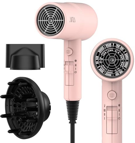 AINA Haartrockner mit Diffusor, Föhn für Frauen | Fortschrittliche Ionen-Technologie, Keramikbeschichtung | Cold Shot mit Turbo Heat für schnelles Trocknen und Glanz 230v~