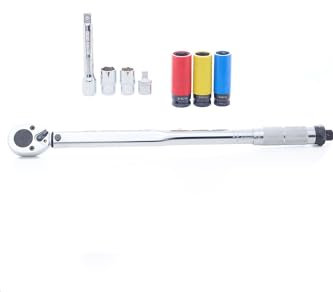 VENTON Drehmomentschlüssel Profi Set 1/2, 3/8 Adapter, 10-210 Nm, 3x Schonnüsse - Präzises Automobil-Werkzeug für Radwechsel mit Umschaltknarre, Stecknüsse