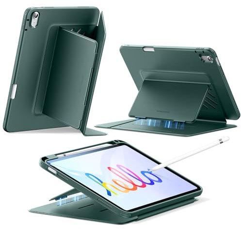 ESR for iPad (A16) 11th Generation Case, iPad 11th/10th Gen Case (2025/2022), Vertical Stand Cover, Multi Stand Angles, Ultra-Stable Cover with Pencil Holder, Flip Magnetic Series, Midnight Green