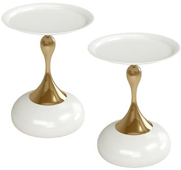 Soayone Kleiner Couchtisch Rund 2er Set Beistelltisch Gold Couchtisch Weiß Rund Nachttisch Metall