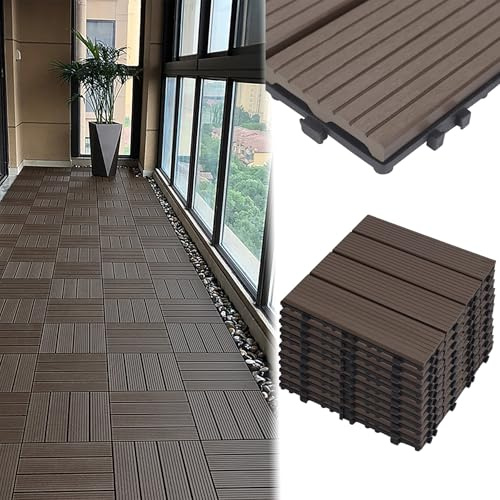 LZQ WPC Klickfliesen Terrasse Holzoptik 22 Stück 30x30 cm Hellbraun