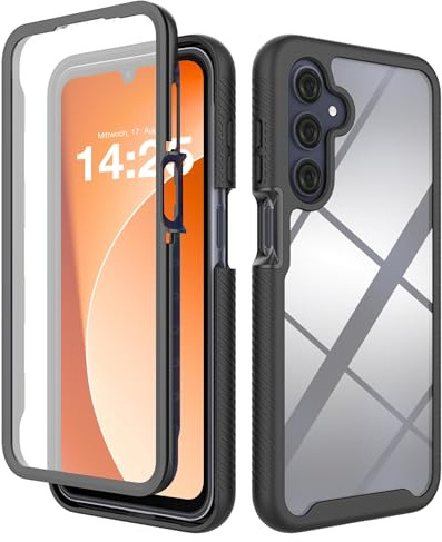 LBH 360 Grad Handy Hülle für Samsung Galaxy A16 / A16 5G Premium Smartphone Case Schutzhülle Cover Rundum Komplettschutz Kamera Display Stoßfest Full Body Vorne Hinten Full Cover Schwarz