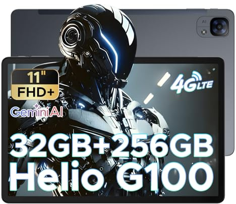 DOOGEE Tab E3 AI Tablet 2025, 32GB+256GB/2TB, 11 Inch FHD+& 90 Hz, Helio G100 Gemini AI Gaming Tablet, Android 15, 8800mAh Big Battery, 7.5mm Metal Body, Dual SIM Slot, 5G WIFI|GPS|BT5.2|Face ID