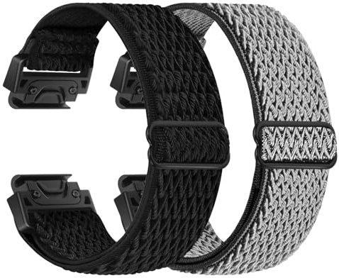 XANS Elastische Armband Kompatibel mit Garmin Fenix 8 51mm/Fenix 7x/7x Pro/Fenix 6x/6x Pro/Fenix 5x/5x Plus/Fenix 3/3 HR, 26mm Nylon Uhrenarmband für Garmin Enduro 2/Instinct 2X/Descent MK1/MK2