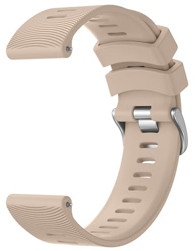 Wanme 20mm Bracelet Compatible avec Garmin Vivoactive 5/Vivoactive 3/Vivomove Sport/Venu Sq 2/Venu/Venu Sq, Classic Stripe Texture Design, Silicone Bracelet pour Forerunner 645/245 (Thé à Lait)