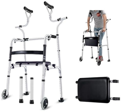 XUZAOJUN Rollator for Senioren mit Sitz, Steh-Gehhilfe, 2-Rad-Gehhilfe, Abnehmbarer Sitz, One-Touch-Faltung, höhenverstellbar, geeignet for Personen mit eingeschränkter Mobilität