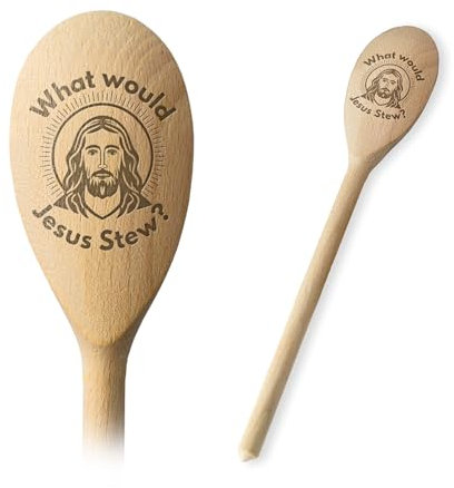 What Would Jesus Stew Wooden Spoon Baking Baker Chef Star Baker Engraved Wood Spoon Funny Novelty Religious Gift