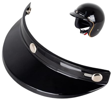 3Snap Motorcycle Helmet Visor - Open Face Helmet Visor Peakk 3-Snap | Helmet Peakk Shield Open Face | Sun Shade Protector Black Shield | Scratch Resistant Polycarbonate For Sun Protection