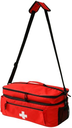 Tasche Reiseapotheke Doppelschicht Rot Medikamententasche mit Schultergurt Reise Medikamententasche Notfallset Tasche Notfalltasche