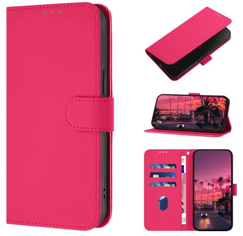 CASEONJAN für iPhone 12 Mini Hülle, PU Lederhülle Schutzhülle Klapphülle mit Kartenhalter, Stoßfestes Flip Cover Wallet Case für iPhone 12 Mini Handyhülle (Rose)