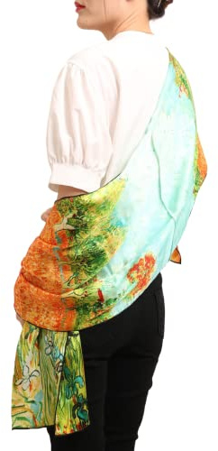 Prettystern Damen 160cm Seidenschal aus 100% Seide mit van Gogh Kunst-Motiv Silk Scarf