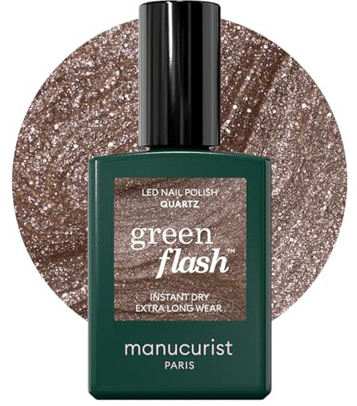 Manucurist Green Flash™ Gel Nagellack Quartz Glitzerndes Braun | Nägel Selber Machen für UV Lampe Nägel - Professionelle Maniküre - UV Lack, 12-Free Lack, Bio-basiert