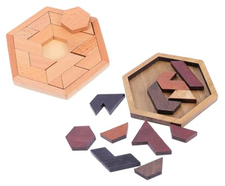 HONMEET Holz Sechseck Puzzle Spielzeug Satz Für Vorschulkinder Farbenfrohes Lernspiel Für Hand Auge Koordination Holzspielzeug Sicher Und Glatt Poliert