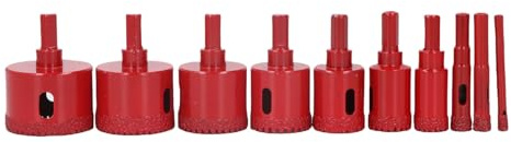 Jiawu Ensemble de 10 Forets pour Carreaux de Scie Cloche Diamantée de Haute qualité, Options de Perçage Polyvalentes pour la Céramique, le Verre, le Plâtre, le Bois, le Marbre et le Granit