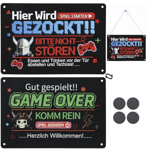 XIAONIU Hier wird gezockt Schild Filz - 30x20cm Zocker Gaming Zimmer Deko | Zocker Zubehör, Geschenk Gamer Sachen für Teenager Jungs, Coole Sachen für Teenager Jungs