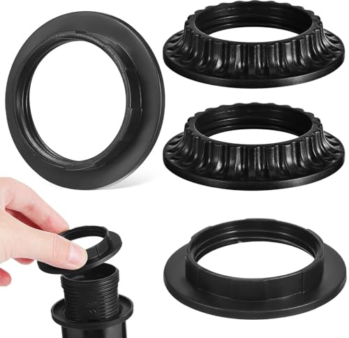 iplusmile Anneaux de Douille Compatibles Lot de 4 en Plastique Noir et Facile à Installer pour Abat-jour Lampes Suspendues Lampes de Table