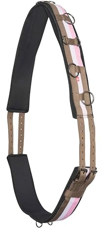 Imperial Riding Longiergurt „IRH Deluxe Extra“, ergonomische Formgebung mit Widerristfreiheit und Metallringen, Cappuccino-Weiß-Classy Pink, Full