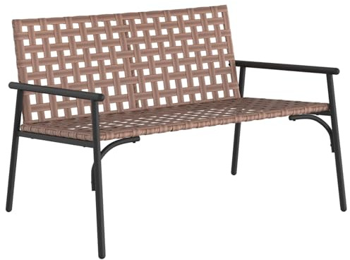 Todiikf Gartenstuhl Braun 110,5 x 79 x 75,5 cm Poly-Rattan Outdoor Bank Modernes Design Robust und Wetterfest für Balkon Terrasse Camping