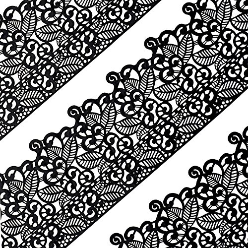 10tlg Große gebrauchsfertige Spitze Tortenband essbar Spitzenbordüre Blätter Rand schwarz