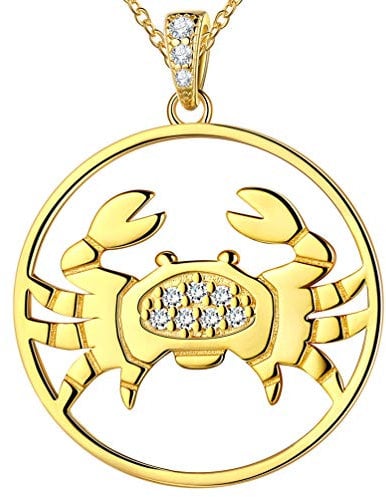Star Sign Coin Charm Pendant Zodiac Cancer Necklace 925 Sterling Silver Constellation Necklace Star Necklace Celestial Jewellery Gifts for Women Girls FP0093X