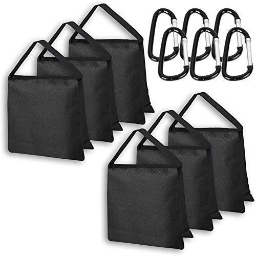 EMART Heavy Duty Sandbag - Photo Video Studio Stage Film Weight Bags for Light Stands Boom Arms Tripods - 6 Pack (Black)