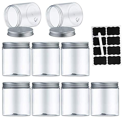 Aoligei Bocaux en Plastique 9 Pcs, Bocal de Stockage, Réservoir de stockage en plastique pour aliments secs et slime, sans BPA, Réservoir en plastique de stockage d'artisanat(250ml)