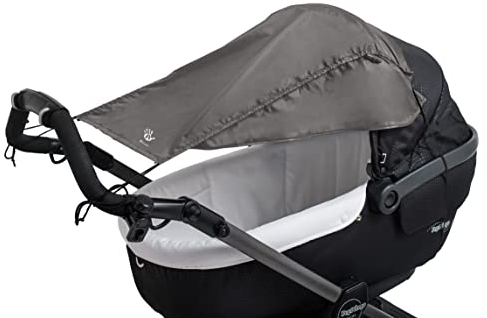 Altabebe (AL7012-11) Universal Sonnensegel mit seitlichen Sonnenschutz UV Schutz 50+ für Kinderwagen Babywanne - reißfester Baby Sonnenschutz zum aufrollen - Farbe: dunkelgrau