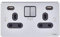 Schneider Electric Ultimate Low Profile - Switched Double Power Socket, 13A with 2 4A USB Charging Ports, GGBGU3524DBBC, Brushed Chrome with Black Insert
