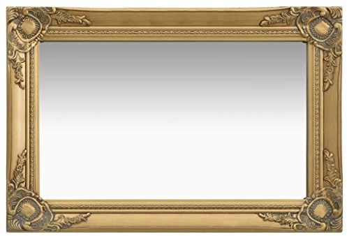 vidaXL Wandspiegel im Barock-Stil Antik mit Montagehaken Dekospiegel Hängespiegel Badspiegel Spiegel Flurspiegel Garderobe 60x40cm Golden
