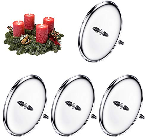 4 Stück Kerzenteller Mit Dorn, 6cm Adventskranz Halter, Kerzenhalter Steck, Adventskerzenhalter Silber Zum Selber Basteln