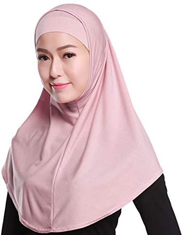 GUMEI Damen 2-teiliges einfarbiges Amira Jersey Muslim Hijab Stretch-Kopftuch aus weicher Baumwolle mit roter Innenkappe aus Unterhemd