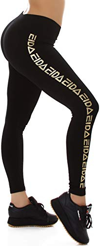 Jela London Damen Fitness-Leggings Yogapants Sport Freizeit Gymnastics High-Waist hoher Bund Fleece Stretch, Gold 34-38