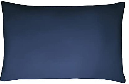 Sleepdown Lot de 2 taies d'oreiller 100% Satin de Coton hypoallergénique 300 Fils au Pouce carré - Bleu Marine, 50 x 75 cm