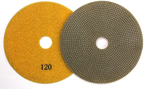 5 Electroplated Diamond Polishing Pads 120 Grit - Wet Dry Sanding Tile Stone Marble Granite Concrete Ceramics Glass
