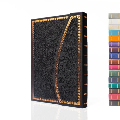 VICTORIA'S JOURNALS Magnet-Tagebuch, geschnitztes Vintage-Notizbuch aus Kunstleder, Hardcover, pers?nliches Tagebuch, linierte Seiten, Lesezeichen, 20,3 x 14,4 cm