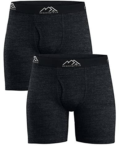 Merino.tech 100% Boxer Homme Merinos - sous Vetement Merinos au Quotidien | Respirant, Anti-Odeur Naturel, Idéal pour la Randonnée, Ski, Voyage, Non-Irritant
