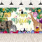 Dschungel Safari Geburtstag Banner, Stoff Wald Tier Happy Birthday Party Deko, Urwald Tier Geburtstag Poster Hintergrund für Junge Mädchen Geburtstagdeko Foto Wand Dekoration Zubehör, 185 x 110 cm