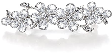 EVER FAITH Haarspange Haarclips Damen österreichische Kristall Clip Art Deco Blume Vine Teardrop Haarschmuck Accessoire Klar Silber-Ton